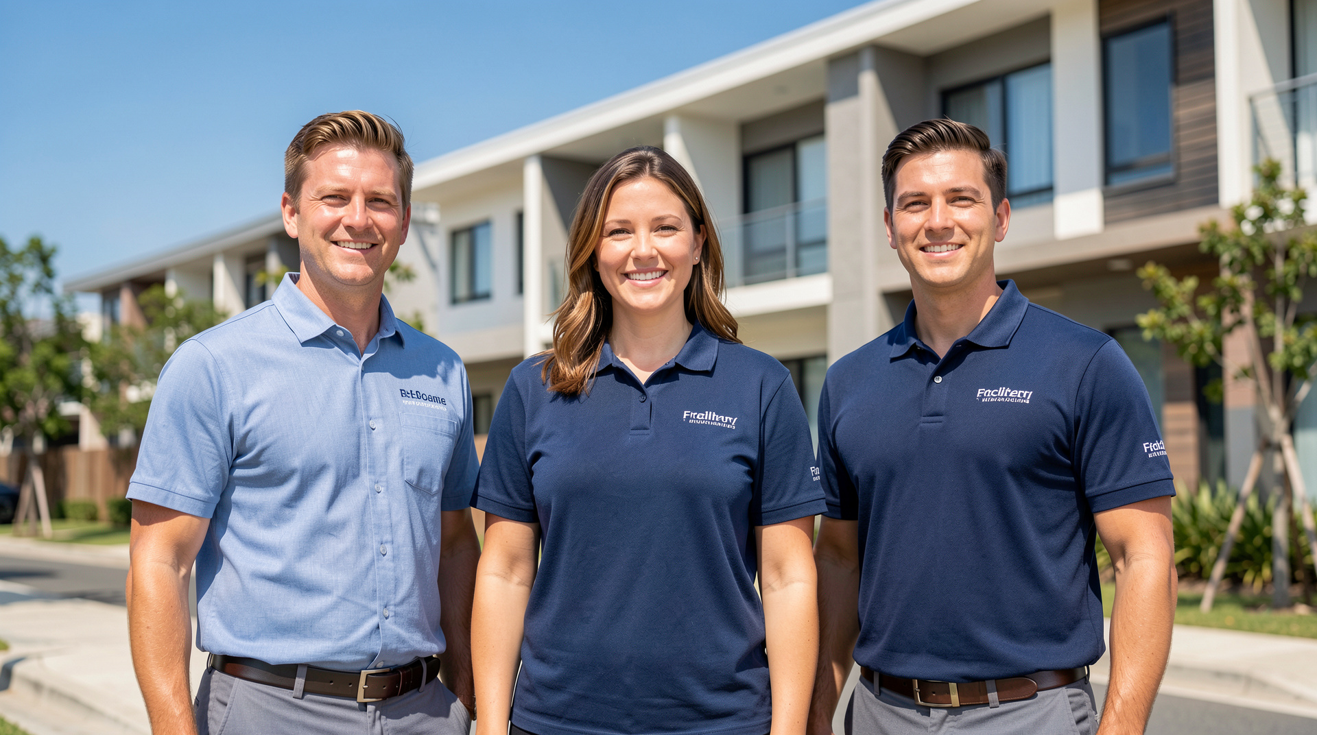 Unser engagiertes Team vor einem modernen Gebäude